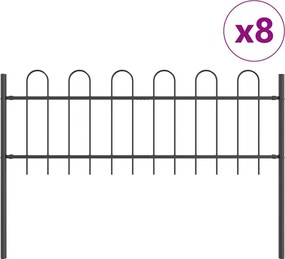 vidaXL Gard de Grădină 8 pcs Gri 13,6 x 0,6 m Oțel acoperit cu pulbere