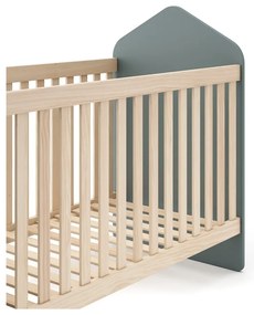 Pătuț în culoare naturală/verde prăfuit cu aspect de lemn de pin 60x120 cm Estefania – Marckeric