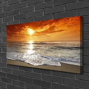 Tablou pe panza canvas Sea Sun Peisaj Alb Galben Gri
