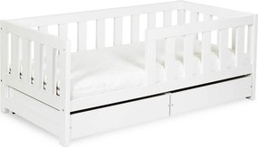Pat lemn masiv alb pentru tineri Amelie 160×80cm /Stejar - Stejar deschis, Cu functie de dormit
