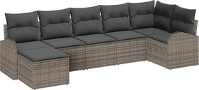 vidaXL Set de canapele pentru grădină cu pernă 7 pcs Gri Rattan poli