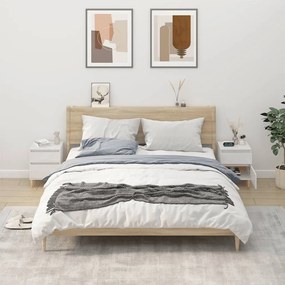 821831 vidaXL Noptiere, 2 buc., alb extralucios, 40x35x50 cm