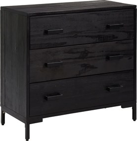 vidaXL Dulap cu sertare, negru, 75x35x70 cm, lemn masiv pin