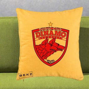Perna Personalizata FC Dinamo Bucuresti 1948 Fotbal, 40x40 cm, Galben, Husa Detasabila, Perna Inclusa, BEKZ®