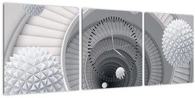 Tablou cu abstracție 3D (cu ceas) (90x30 cm)