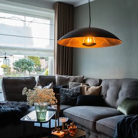 Lampă suspendată vintage neagră cu auriu 60 cm - Emilienne