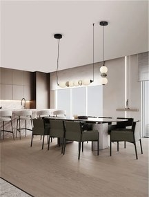 Pendul LED decorativ ceramic mocha, gri, alb, PALLINA