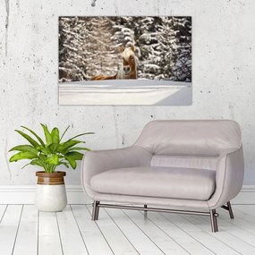 Tablou - Cal în peisaj de iarnă (90x60 cm)