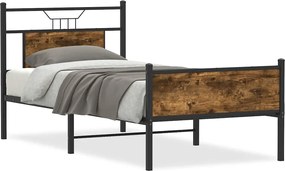 vidaXL Cadru pat fără saltea stejar fumuriu, 90x190 cm, lemn prelucrat