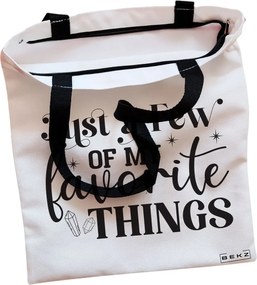 Sacosa de Panza pentru Cumparaturi, Geanta Tote, model Just a few of my favorite things, Cu fermoar, 38x34.5 cm, Alba, BEKZ®