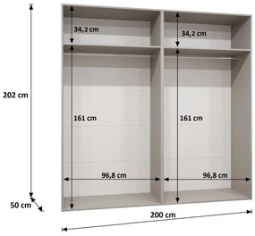 Dulap de haine 200 cm Parna 1 (Cașmir + Argintiu). 1125886