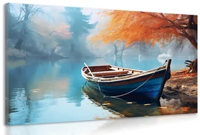 Tablou barcă pe un lac părăsit