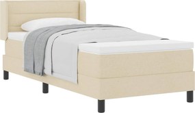 vidaXL Pat cu arcuri cu saltea cu headboard Crem 200 x 90 cm țesătură