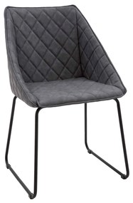 Scaun tip fotoliu Office, structura metalica, piele ecologica - GRI ANTRACIT
