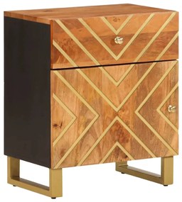 vidaXL Noptieră, maro și negru, 50x33x60 cm, lemn masiv de mango