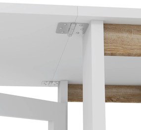 HOMCOM Masă Pliabilă Rabatabilă cu Roți, 2 Părți Rabatabile și Rafturi, 120x60x75 cm, Alb | Aosom Romania