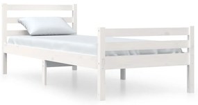 814805 vidaXL Cadru de pat, alb, 90x200 cm, lemn masiv de pin