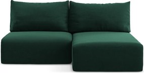 Colțar verde închis extensibil/cu spațiu de depozitare cu tapițerie din catifea (cu colț pe partea dreaptă/cu șezlong) Kalena – Makamii