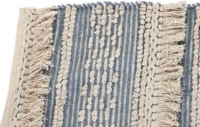 Covor din bumbac țesut manual, albastru și alb, 120 x 180 cm, 1600 gr, „Cotton Carpet Blue"