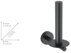 WENKO 24262100 - Suport pentru hârtie igienică BOSIO BLACK, 8 x 18 cm, inox/argintiu
