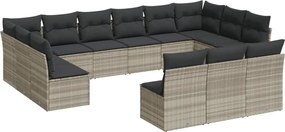 vidaXL Set canapele de grădină cu perne, 13piese gri deschis poliratan