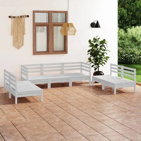 3082563 vidaXL Set mobilier de grădină, 7 piese, alb, lemn masiv de pin