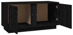 Comoda TV, negru, 80x35x40,5 cm, lemn masiv de pin