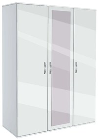 Sifonier Ava 31 cu  oglinda 185 cm alb si alb lucios