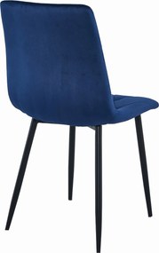 OFERTA Scaun de sufragerie din catifea albastra LIBRA cu picioare negre II. calitate