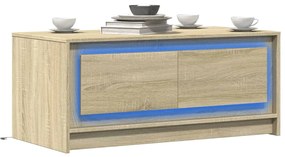 vidaXL Măsuță de cafea cu lumini LED, stejar sonoma, lemn prelucrat