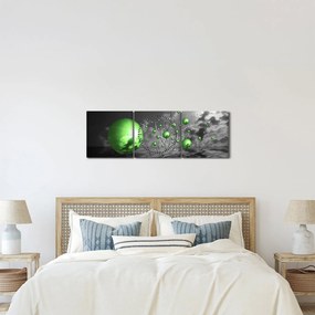 Tabloul bilelor verzi abstracte (cu ceas) (90x30 cm)