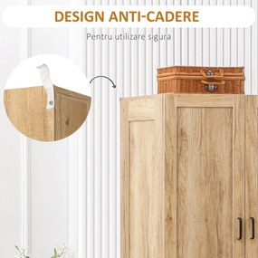 HOMCOM Dulap Dormitor 2 Uși cu 2 Sertare și Bară pentru Umerașe 80x54x180 cm Lemn | Aosom Romania