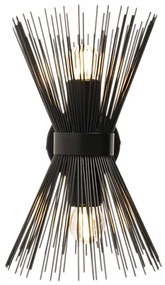 Aplică de perete Art Deco neagră cu 2 lumini - Broom