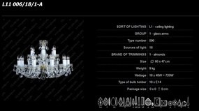Lustra 18 brate cristal Bohemia L11 006/18/1-A