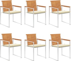 vidaXL Scaune de grădină cu perne, 6 buc., lemn masiv de acacia