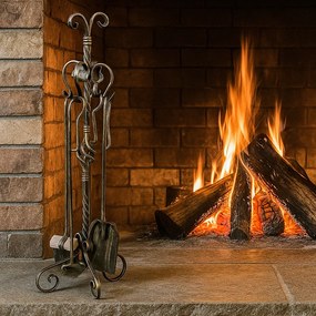 Set ustensile pentru curatare semineu sau soba din fier forjat, 71 cm ,   Jar