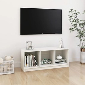 Comoda TV, alb, 104x33x41 cm, lemn masiv de pin