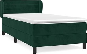 vidaXL Pat box spring cu saltea, verde închis, 90x200 cm, catifea