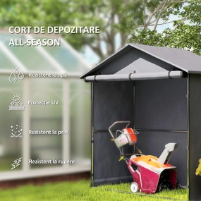 Outsunny Cort Garaj cu Intrare Rulabilă, Corzi și Țăruși, 1.1x2 m, Gri Închis | Aosom Romania