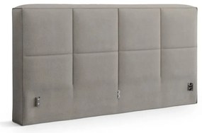 Pat matrimonial gri deschis tapițat cu spațiu de depozitare cu somieră 140x200 cm Simon Darren – Micadoni