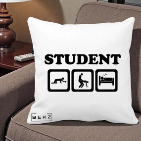 Perna Decorativa Student Life, 40x40 cm, Alba Mata, Husa Detasabila, Perna Inclusa, BEKZ®