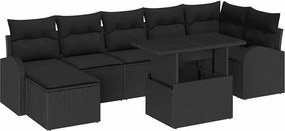vidaXL Set de canapele pentru grădină cu pernă 8 pcs Negru