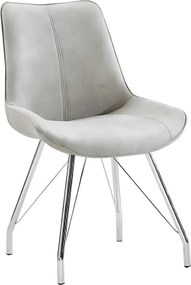 Scaun MADORA, gri/crom, textil cu efect de piele intoarsa/metal, 54x60