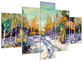 Tablou - Drum înzăpezit prin pădure (150x105 cm)