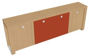 Dulap mic Verno+ S 260 x 46 x 90 cm, uși combinate, stejar deschis / portocaliu