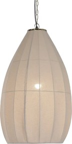 Lustră suspendată din bumbac și metal, auriu, formă de picătură, finisaj natural, 90 x 50 cm, „Collonges”