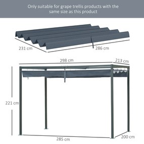 Outsunny Copertină Retractabilă UV30+ pentru Pergolă 3x2.15m Protecție Solară Gri Închis | Aosom Romania