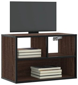 vidaXL Dulap TV, stejar maro, 60x31x39,5 cm, lemn prelucrat și metal