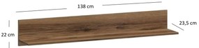 Poliță 140 cm Marni (Stejar delano închis). 1053044
