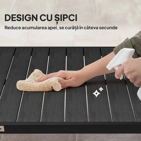 Outsunny Masă de Grădină cu Blat Textură Lemn 190x90 cm pentru 8 Persoane, Masă de Dining de Exterior Dreptunghiulară din Aluminiu și Plastic, pentru Terasă, Balcon, Negru | Aosom Romania